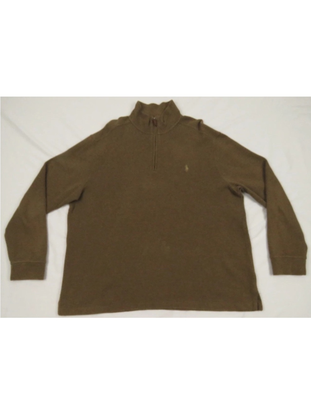 Polo Ralph Lauren 1/4 Zip Brown Tan Pony Pullover Jumper Sweater XL
